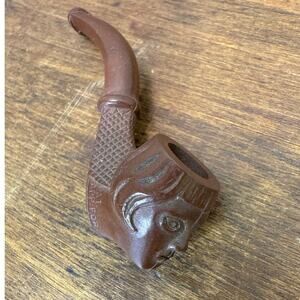 Vintage Brown BOB'ER Bakelite Female Head Figure Miniature Tobacco Pipe Untested